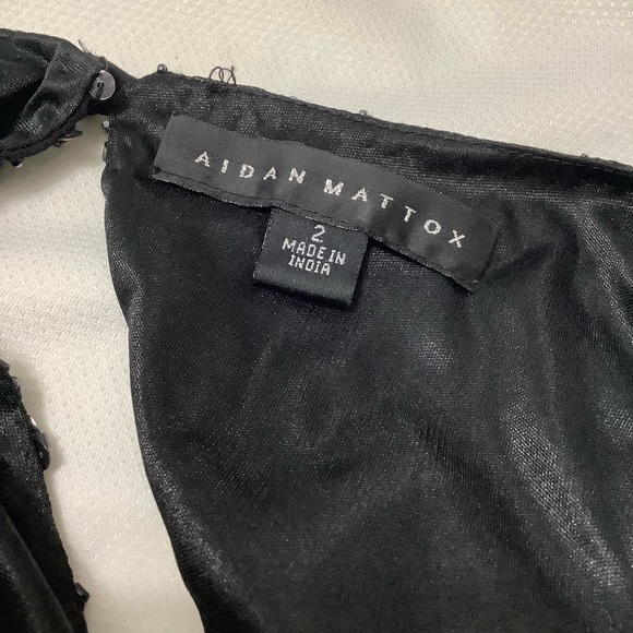 Aidan Mattox sequin cold shoulder mini cocktail dress black size 2 (W551) - Picture 7 of 14